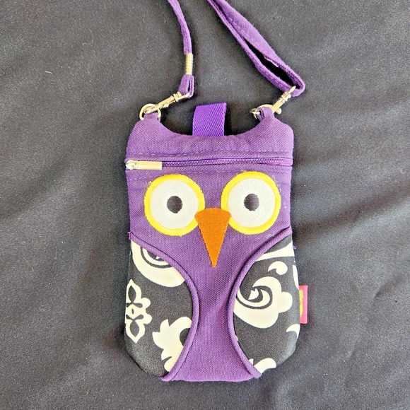 N Gil Whimsical Purple Owl Phone Bag Pouch Crossbody Strap Playful  Boho Novelty - Picture 7 of 7